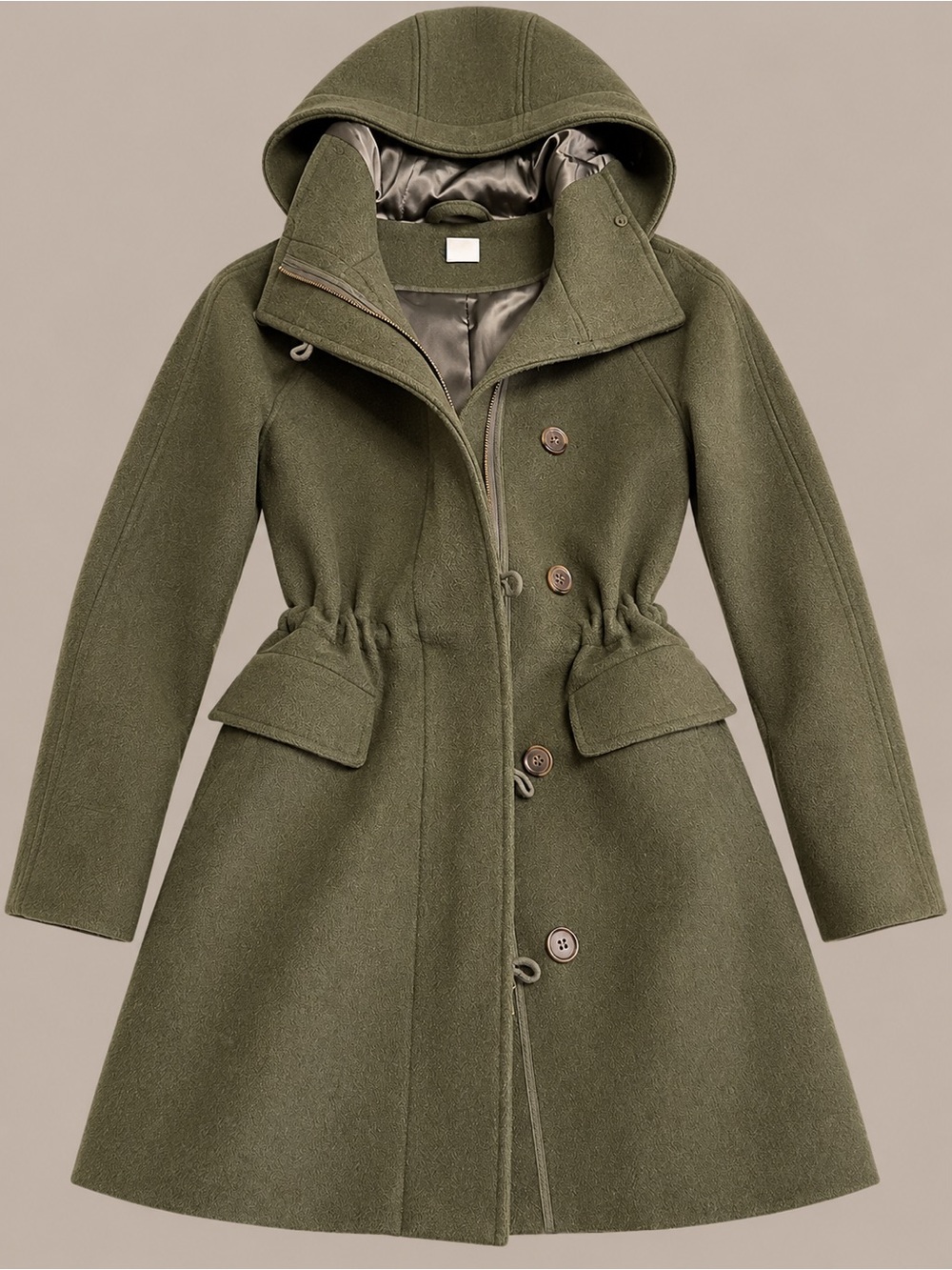 J. Crew Olive Green Hooded Pea Coat